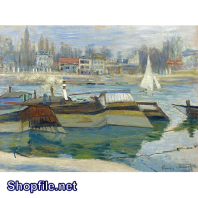 Tranh sơn dầu bến thuyền đẹp